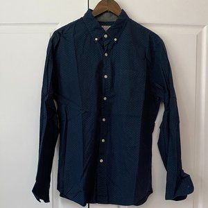Men's J. Crew Button Down Shirt - Midnight Blue with a White Dot Pattern